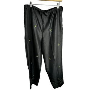 Sag Harbor Palm Tree Embroidered Cropped Linen Look Polyester Pants Womens Sz 16